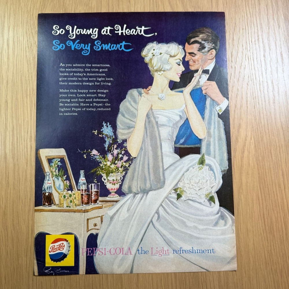 Vintage Pepsi Cola Advertising Poster So Young At Heart So Very Smart Ad Page